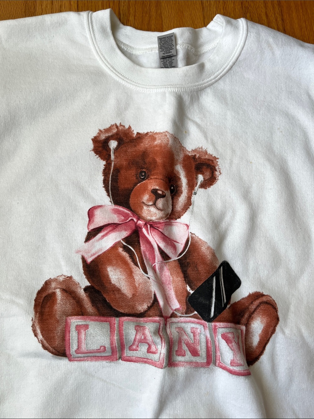 LANY Teddy Bear Graphic Sweatshirt with Pink Bow Merch